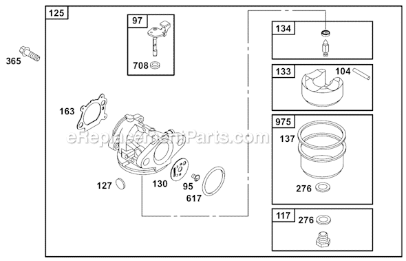 Page C Diagram and Parts List for 12C700SERIES  Briggs and Stratton Engine